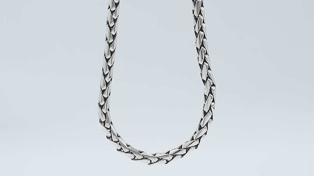 Sterling silver 5MM wheat chain necklace, bold handcrafted Bali jewelry wholesale