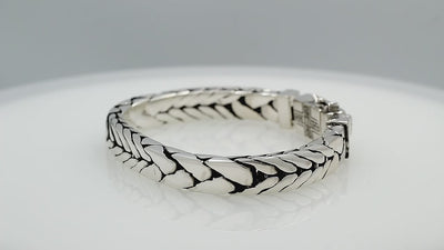 Silver Woven Chain Bracelet With Box Clasp And Safety Latch In 925 Sterling Silver For Wholesale