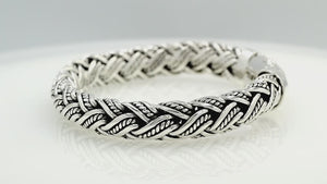 Silver Woven Chain Bracelet With Push Clasp In 925 Sterling Silver For Wholesale