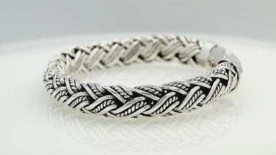 Silver Woven Chain Bracelet With Push Clasp In 925 Sterling Silver For Wholesale