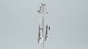 Sterling Silver Amethyst Quartz White Pearl Dual-Stone Rope Accent Earrings