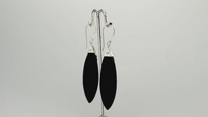 Sterling Silver Leaf Earrings With Black Shell