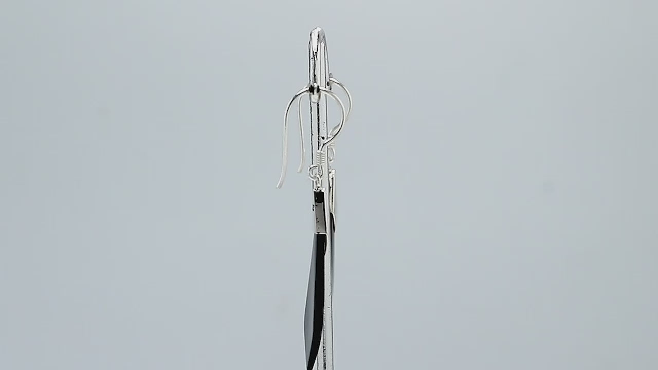 AE-1021-SHB Sterling Silver Diamond Shape Earring With Black Shell Jewelry Bali Designs Inc 