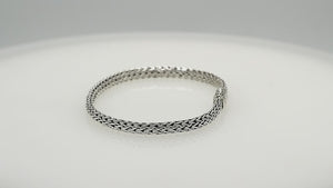 Wholesale sterling silver woven chain bracelet with decorative clasp handcrafted in Bali