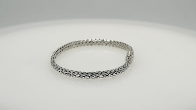 Wholesale sterling silver woven chain bracelet with decorative clasp handcrafted in Bali