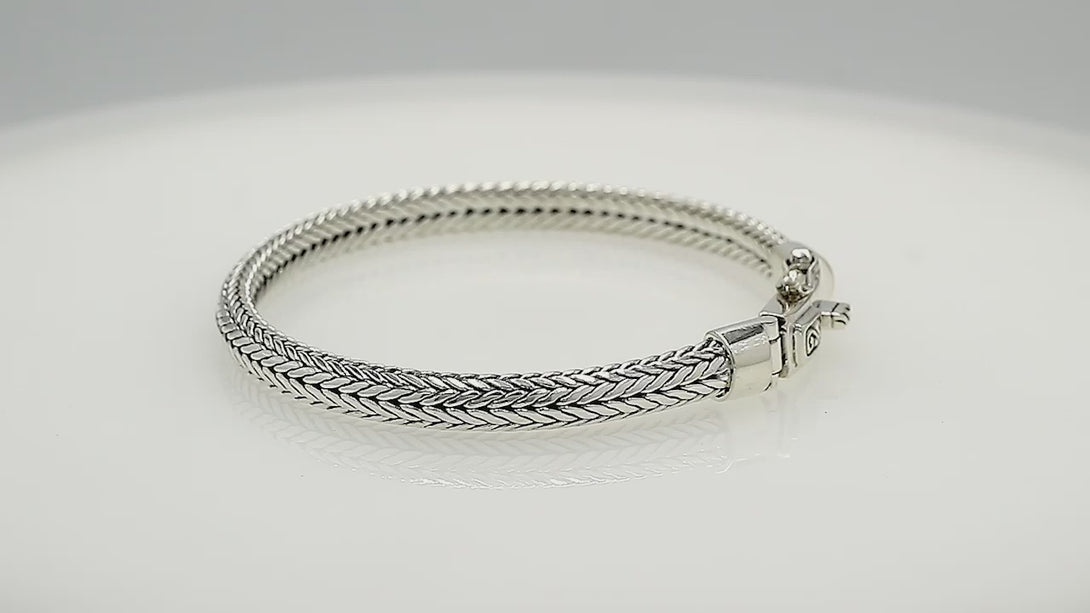 Sterling Silver 5x6MM Bali Woven Bracelet with Decorative Clasp wholesale jewelry