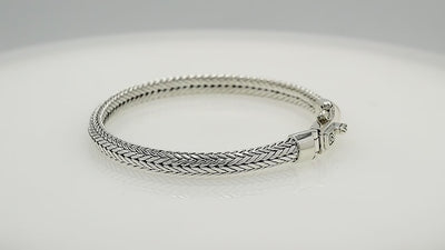 Sterling Silver 5x6MM Bali Woven Bracelet with Decorative Clasp wholesale jewelry