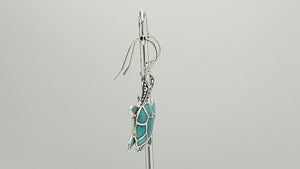Sterling silver turtle earrings with turquoise shell, handcrafted for wholesale ocean-inspired jewelry collections