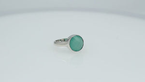 Wholesale sterling silver round bezel double stone ring with Green Chalcedony Quartz
