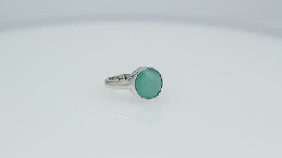 Wholesale sterling silver round bezel double stone ring with Green Chalcedony Quartz