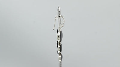 Wholesale sterling silver earrings with triple round black shell inlays, handcrafted in Bali