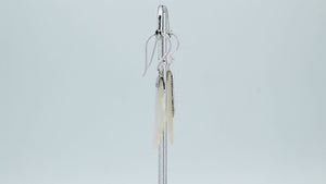 Sterling silver mother of pearl leaf drop earrings with layered shell and polished finish