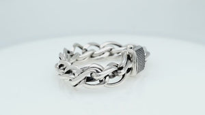 Wholesale sterling silver heavy chain bracelet featuring a square Black Cubic Zirconia accent, polished finish, and push-clasp closure designed for high-volume, consistent bulk inventory.