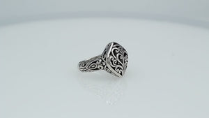 Sterling Silver Square Shape Balinese Designer Statement Ring With Oxidized Finish For Wholesale