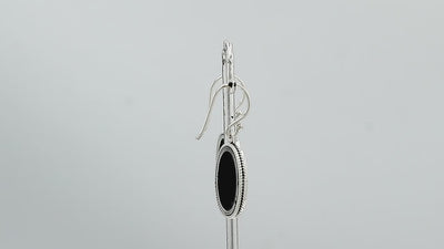 Wholesale Sterling Silver Oval Earrings With Black Shell And Rope Border
