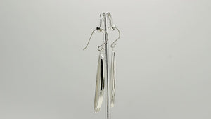 Sterling Silver Mother Of Pearl Asymmetric Long Panel Earrings With Polished Finish