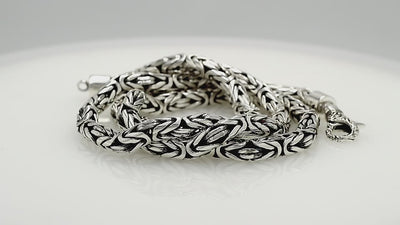 "Wholesale bold 15mm sterling silver Byzantine chain necklace, handcrafted in Bali with secure hook clasp"
