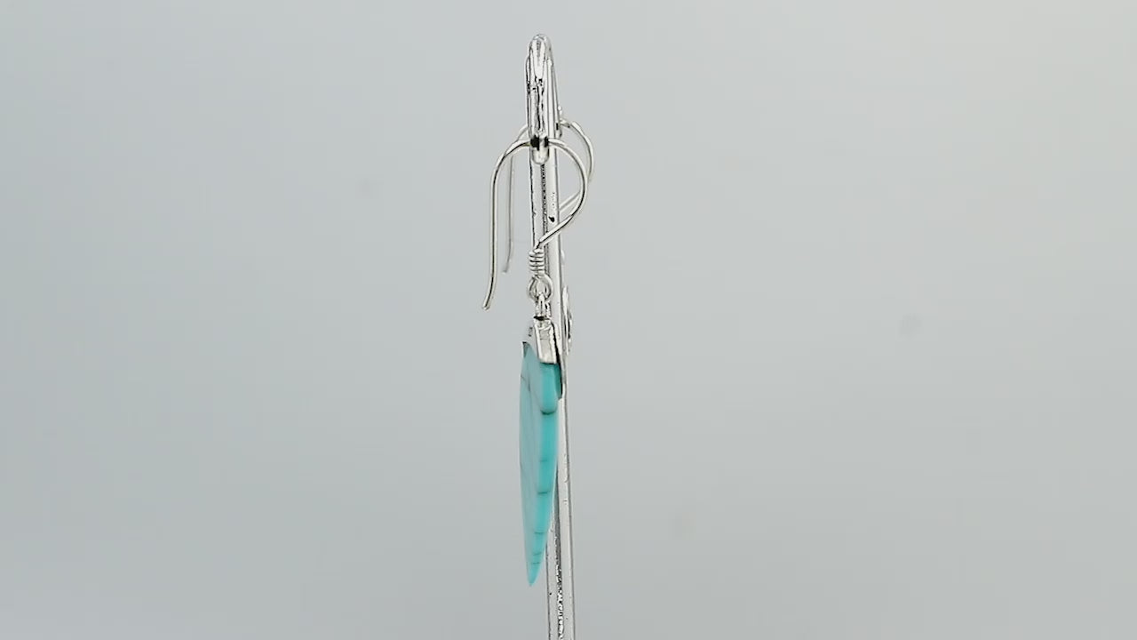 Sterling silver Turquoise Shell teardrop earrings with earwire lock