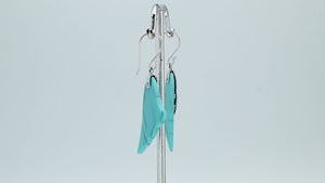 Sterling silver turquoise shell leaf drop earrings with layered shell and polished finish