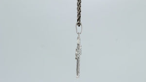 Sterling silver cross pendant featuring a cracked textured pattern, polished edges, and bold symbolic detailing suitable for wholesale jewelry collections