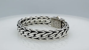 925 Sterling Silver Push Clasp Bracelet With 5X12MM Chain On White Background