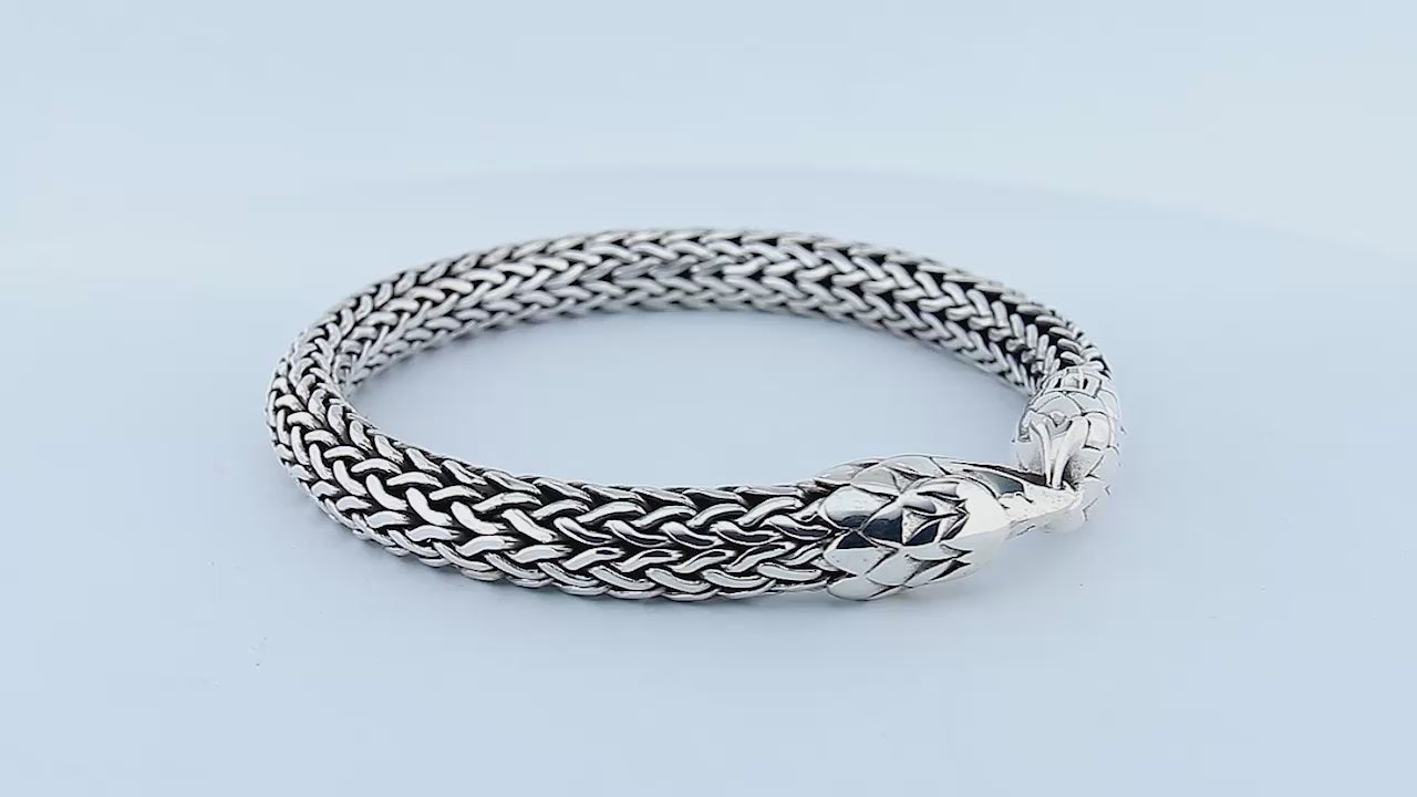 Sterling silver braided bracelet with eagle head clasp for wholesale