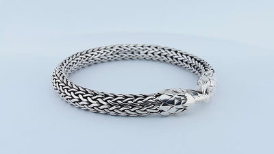Sterling silver braided bracelet with eagle head clasp for wholesale