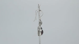 Sterling Silver Earrings With Garnet Quartz Heart Design