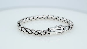 sterling silver heavy chain bracelet with engraved push clasp and polished links