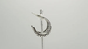 Wholesale sterling silver hoop earrings with handcrafted Bali leaf design
