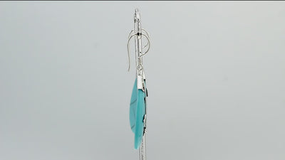 AE-1047-TQ Sterling Silver Teardrop Shape Earring With Turquoise Jewelry Bali Designs Inc 