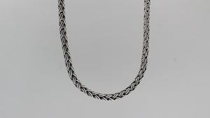 Wholesale 3MM sterling silver woven chain with lobster clasp, handcrafted Balinese design.