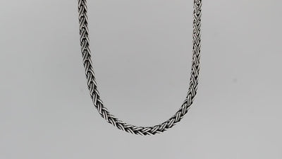 Wholesale 3MM sterling silver woven chain with lobster clasp, handcrafted Balinese design.