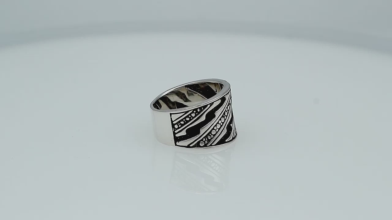 Sterling Silver Oxidized Beautiful Design Round Pattern Ring Handcrafted In Bali.