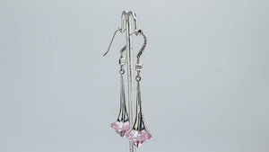 Sterling Silver Long Drop Earrings With Citrine Quartz