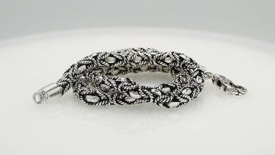 925 Sterling Silver 5MM ornate woven chain necklace with lobster lock clasp handcrafted in Bali