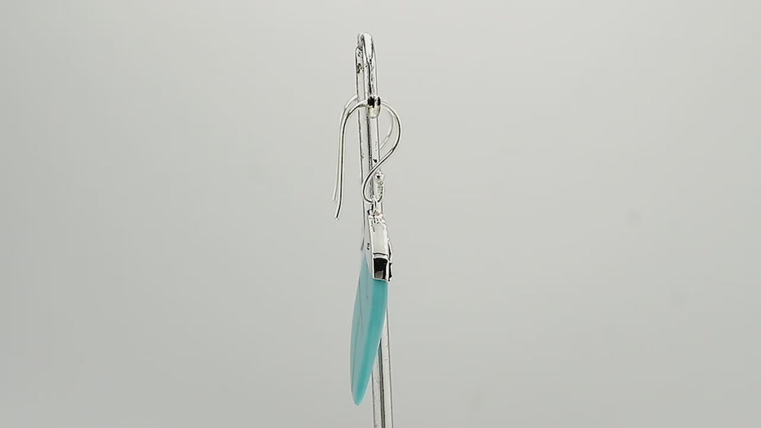Sterling silver turquoise wave earrings with dotted silver accent for wholesale jewelry buyers