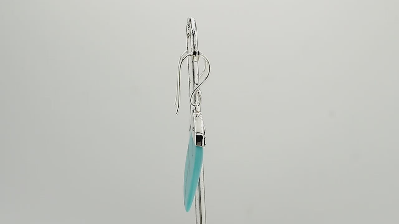 Sterling silver turquoise wave earrings with dotted silver accent for wholesale jewelry buyers
