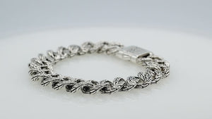925 Sterling Silver Mix Chain Bracelet With Push Clasp Featuring Curb And Rope Design