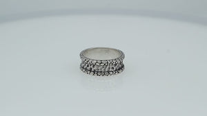 Sterling Silver handcrafted hammered textured ring wholesale from Bali, Indonesia with dotted border design