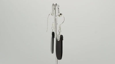 Black Shell Sterling Silver Rectangular Earrings For Wholesale