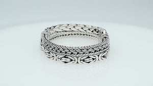 Wholesale sterling silver double wheat chain cuff bracelet handcrafted in Bali