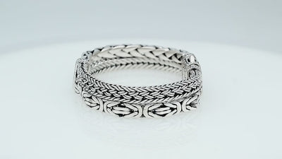 Wholesale sterling silver double wheat chain cuff bracelet handcrafted in Bali