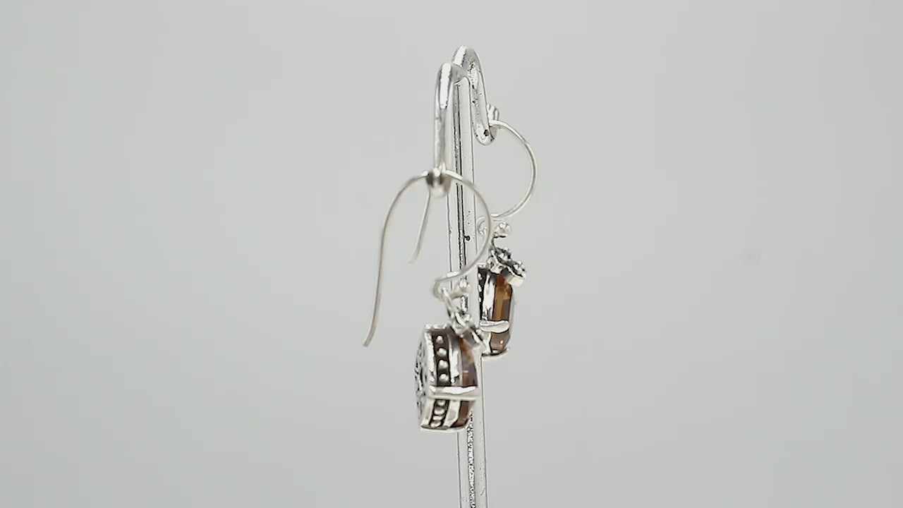 Citrine Quartz prong-set Sterling Silver earrings