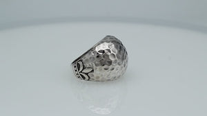Sterling Silver handcrafted hammered dome ring wholesale from Bali, Indonesia with polished textured finish