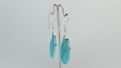 Sterling silver Turquoise Shell long teardrop earrings with earwire lock