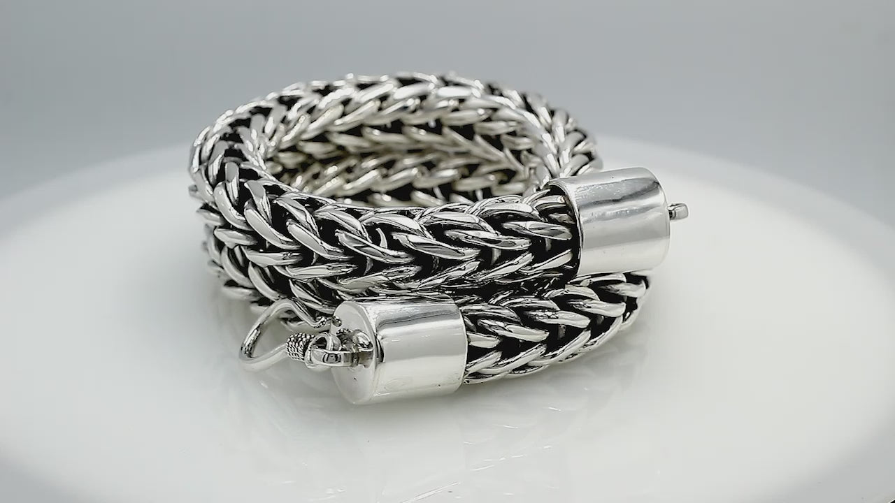 Sterling Silver 15MM Bali Woven Chain Necklace with Hook Lock wholesale jewelry