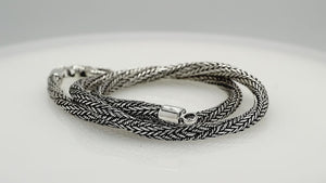 925 Sterling Silver 5MM woven chain necklace with lobster lock clasp handcrafted in Bali