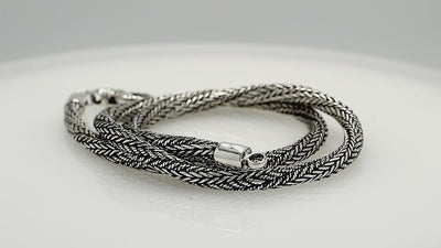 925 Sterling Silver 5MM woven chain necklace with lobster lock clasp handcrafted in Bali