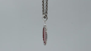 Sterling silver wholesale pendant with round coral gemstone, floral frame design, handcrafted Bali jewelry